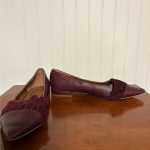Halston Heritage Burgundy Plum Flats with Ruffle